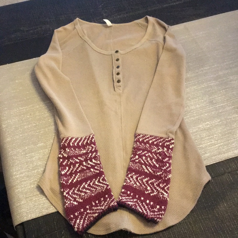 Free People Cuff Thermal M taupe/tan with burgundy